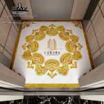 리프트 바닥 타일 자동차 대리석 로고 내마모성 내화 타일 호텔 평면 맞춤형 패턴 바닥 쪽모이 세공 워터젯의 그림