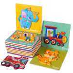 어린이 나무 3D 동물 직소 퍼즐 12 조각 】 1-3-6 세 아기 계몽 조기 교육 교구 직소 장난감 휴일 선물 선물 집중력 운동 3 조각 정장의 그림