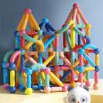 자석 막대 장난감 180 조각 큰 입자 조립 다양한 자석 조각 블록 자석 3-6 세 8 아기 직소 퍼즐 부모-자녀 상호 작용 남녀 어린이 생일 선물을위한 어린 이용 교구 【큰 입자】 자석 막대 크기 증가 47 조각 세트 + 보관 상자의 그림