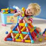 자석 막대 장난감 180 조각 큰 입자 조립 다양한 자석 조각 블록 자석 3-6 세 8 아기 직소 퍼즐 부모-자녀 상호 작용 남녀 어린이 생일 선물을위한 어린 이용 교구 【큰 입자】 자석 막대 크기 증가 47 조각 세트 + 보관 상자의 그림