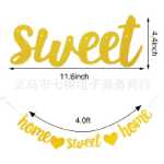 환영 홈 홈 모임 파티 장식 배너 환영 홈 가족 집들이 반짝이 풀 꽃의 그림