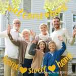 환영 홈 홈 모임 파티 장식 배너 환영 홈 가족 집들이 반짝이 풀 꽃의 그림