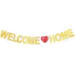 환영 홈 홈 모임 파티 장식 배너 환영 홈 가족 집들이 반짝이 풀 꽃의 그림