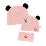 달 모자 아기 모자 아기 턱받이 3 피스의 그림