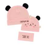 달 모자 아기 모자 아기 턱받이 3 피스의 그림