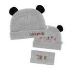 달 모자 아기 모자 아기 턱받이 3 피스의 그림