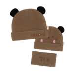 달 모자 아기 모자 아기 턱받이 3 피스의 그림