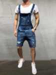 위시 패션 남성 서스펜더 데님 점프 수트 찢어진 청바지 반바지의 그림