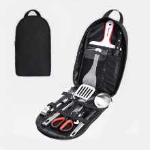 크로스보더 아웃도어 조리기구 세트 핸드백 피크닉 가방 휴대용 수저 보관 가방 캠핑 조리기구 9 개 재고 있음의 그림