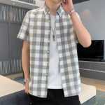 동쪽 비 남성 셔츠 여름 캐주얼 반팔 셔츠 남성 체크 무늬 캐주얼 반팔 셔츠 트렌드 스팟 도매의 그림