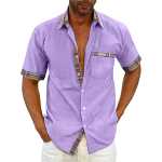 2021 유럽과 미국 남성 셔츠 여름 남성 반팔 체크 무늬 셔츠 패션 캐주얼 블라우스 남성 정장 셔츠의 그림