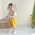 아기 옷 여름 반팔 아기 원시 스트랩 백 가짜 두 조각 아기 옷 곰 아기 옷 도매 보내기의 그림