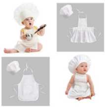 아기 요리사 앞치마 어린이 의상 요리사 아기 요리사 의상 신생아 사진 소품 신생아 모자의 그림