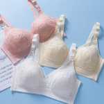 스틸 링 속옷이없는 임산부 미라 메쉬 레이스 통기성 수유 브래지어 앞면 상단 개방형 모유 수유 브래지어의 그림