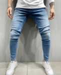 아마존은 지금 새로운 남성 힙합 스키니 찢어진 좁은 다리 남성용 슬림 핏 청바지 남성용 청바지를 원합니다.의 그림