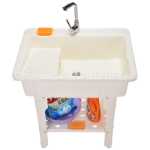 스크럽 보드가 있는 플라스틱 세면대코펜하겐 세면대코펜하겐 싱크 캐비닛세탁 테이블욕실 수납장세탁 대야세탁 싱크대의 그림