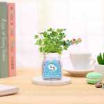 크리에이티브 사무실 화분 긴 잔디 머리 인형 멋진 표현 DIY 유리 병 음이온 미니 심기 선물의 그림