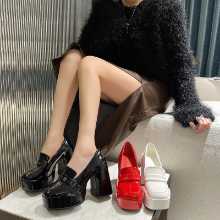 2022 봄과 가을 새로운 두꺼운 굽 방수 플랫폼 하이힐 싱글 슈즈 여성 통근 감각 메리 제인 신발 여성 하이힐의 그림