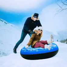 풍선 스키 링 47 인치 썰매 - 헤비 듀티 두꺼운 레크리에이션 겨울 풍선 스노우 튜브 스키 링의 그림