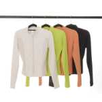 벌거 벗은 요가 의류 재킷 여성 지퍼 재킷 피트니스 의류 긴 소매 여성 운동 의류의 그림