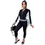 AL129 아마존 독립 방송국 유럽과 미국 여성 자켓 정장 스포츠웨어 투피스 러닝복 코트 가을과 겨울의 그림