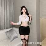 나이트 라이프 새로운 에로틱 란제리 유니폼 유혹 역할 놀이 섹시한 비서 역할 놀이 놀리는 세트의 그림