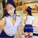 섹시 AV 스트레치 롤 플레이 경찰관 매혹적인 유니폼 세트 의상 스튜어디스 유니폼 롤 플레이 유니폼의 그림