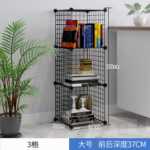 DIY 선반 현대 간단한 조합 보관 거실 책장 책장 수납 주최자 철 메쉬 접이식 옷장의 그림