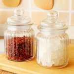 투명 유리 밀폐형 항아리 보관 항아리 주방 오거나이저 식료품 병 보관 항아리 주방 선물 플레이스 매트 항아리의 그림