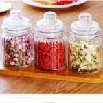 투명 유리 밀폐형 항아리 보관 항아리 주방 오거나이저 식료품 병 보관 항아리 주방 선물 플레이스 매트 항아리의 그림