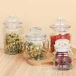 투명 유리 밀폐형 항아리 보관 항아리 주방 보관 식료품 병 선물 보관 항아리 주방 일회용 병의 그림