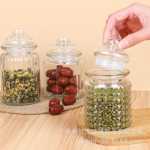 투명 유리 밀폐형 항아리 보관 항아리 주방 보관 식료품 병 선물 보관 항아리 주방 일회용 병의 그림