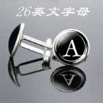 알파벳 26 글자 커프스 단추 금속 시간 보석 프랑스 셔츠 장식 남성 의류 보석 선물의 그림