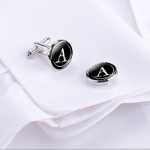 알파벳 26 글자 커프스 단추 금속 시간 보석 프랑스 셔츠 장식 남성 의류 보석 선물의 그림