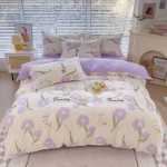 새로운 연삭 양모 4 피스 세트 간단한면 모자 모델 침구 작은 신선한 침대 시트 이불 커버 3 피스 세트 도매의 그림