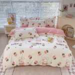 새로운 연삭 양모 4 피스 세트 간단한면 모자 모델 침구 작은 신선한 침대 시트 이불 커버 3 피스 세트 도매의 그림