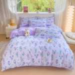 새로운 연삭 양모 4 피스 세트 간단한면 모자 모델 침구 작은 신선한 침대 시트 이불 커버 3 피스 세트 도매의 그림