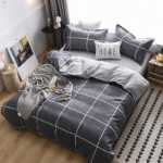 작은 신선한 4 피스 두꺼운면 기모 이불 커버 3 피스 워시 코튼 롱 스테이플 코튼 학생 기숙사 침대 시트 모델의 그림