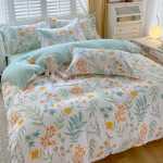 작은 신선한 침대 시트 이불 커버 기숙사 3 피스 침구 도매의 간단한면 브러시 4 피스 세트 두꺼운 모델의 그림