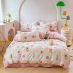 작은 신선한 침대 시트 이불 커버 기숙사 3 피스 침구 도매의 간단한면 브러시 4 피스 세트 두꺼운 모델의 그림