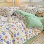 작은 신선한 침대 시트 이불 커버 기숙사 3 피스 침구 도매의 간단한면 브러시 4 피스 세트 두꺼운 모델의 그림