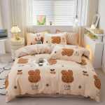 작은 신선한 침대 시트 이불 커버 기숙사 3 피스 침구 도매의 간단한면 브러시 4 피스 세트 두꺼운 모델의 그림