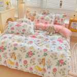 작은 신선한 침대 시트 이불 커버 기숙사 3 피스 침구 도매의 간단한면 브러시 4 피스 세트 두꺼운 모델의 그림