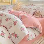 작은 신선한 침대 시트 이불 커버 기숙사 3 피스 침구 도매의 간단한면 브러시 4 피스 세트 두꺼운 모델의 그림