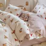 작은 신선한 침대 시트 이불 커버 기숙사 3 피스 침구 도매의 간단한면 브러시 4 피스 세트 두꺼운 모델의 그림