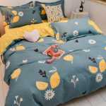 간단한 연삭 양모 침대 모자 모델 4 피스 세트 작은 신선한 기숙사면 침대 시트 이불 커버 3 피스 세트 침대 선물 도매의 그림