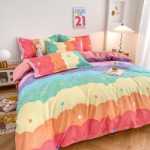 간단한 연삭 양모 침대 모자 모델 4 피스 세트 작은 신선한 기숙사면 침대 시트 이불 커버 3 피스 세트 침대 선물 도매의 그림