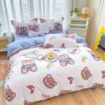 간단한 연삭 양모 침대 모자 모델 4 피스 세트 작은 신선한 기숙사면 침대 시트 이불 커버 3 피스 세트 침대 선물 도매의 그림