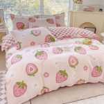 간단한 연삭 양모 침대 모자 모델 4 피스 세트 작은 신선한 기숙사면 침대 시트 이불 커버 3 피스 세트 침대 선물 도매의 그림