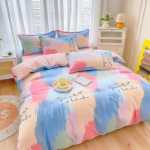 간단한 연삭 양모 침대 모자 모델 4 피스 세트 작은 신선한 기숙사면 침대 시트 이불 커버 3 피스 세트 침대 선물 도매의 그림